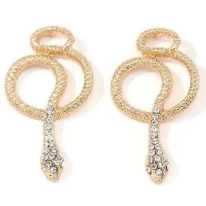 C&C CALIFORNIA Gold Crystal Snake Earrings